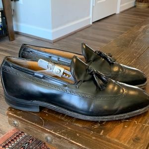 Johnston & Murphy Black Leather Wingtip Tassel Loafers 9 C